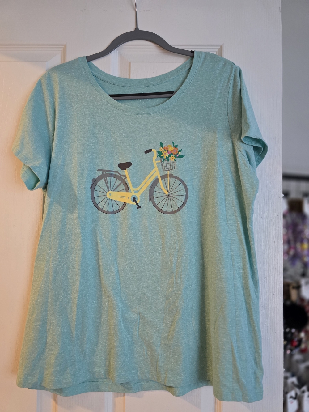 St. John's Bay Light Teal Bicycle Graphic Short Sleeve Tee
